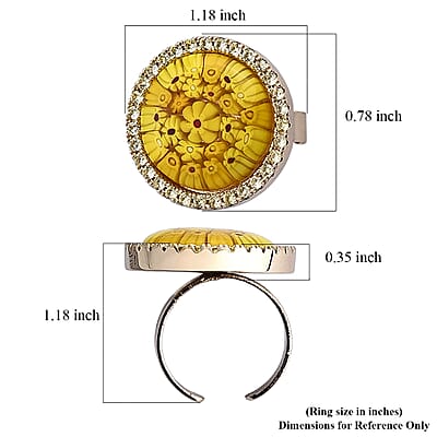 Yellow Color Murano Style and Simulated Yellow Diamond Ring in ION Plated YG (6.00-10.00)