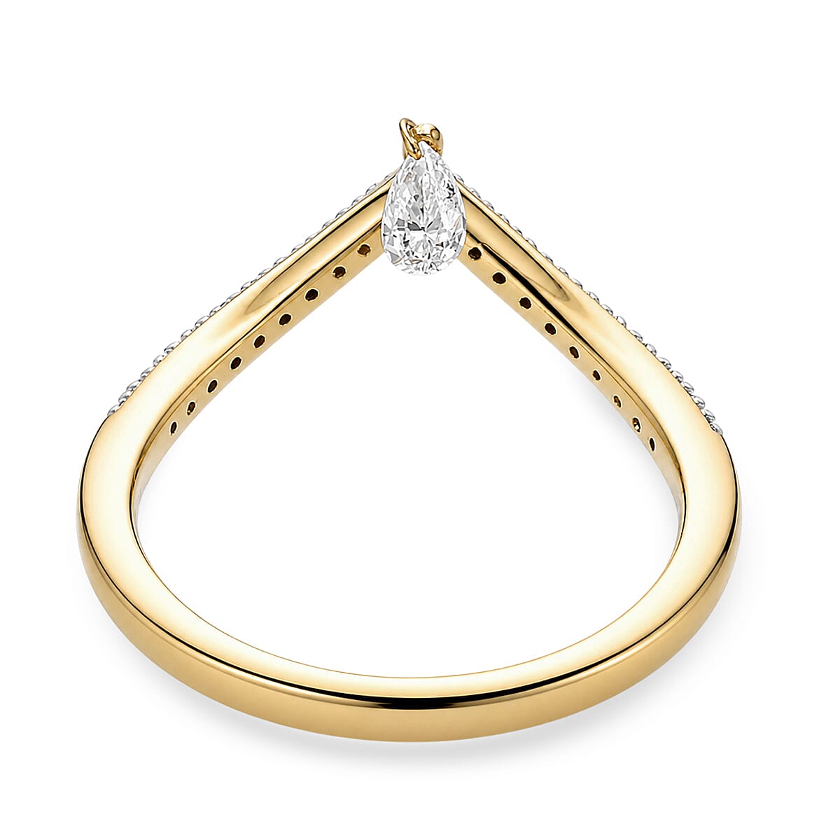 Luxuriant Lab Grown Diamond E-F VS 0.25 ctw Chevron Falling Star Ring in 18K Vermeil Yellow Gold Over Sterling Silver (Size 8.0)