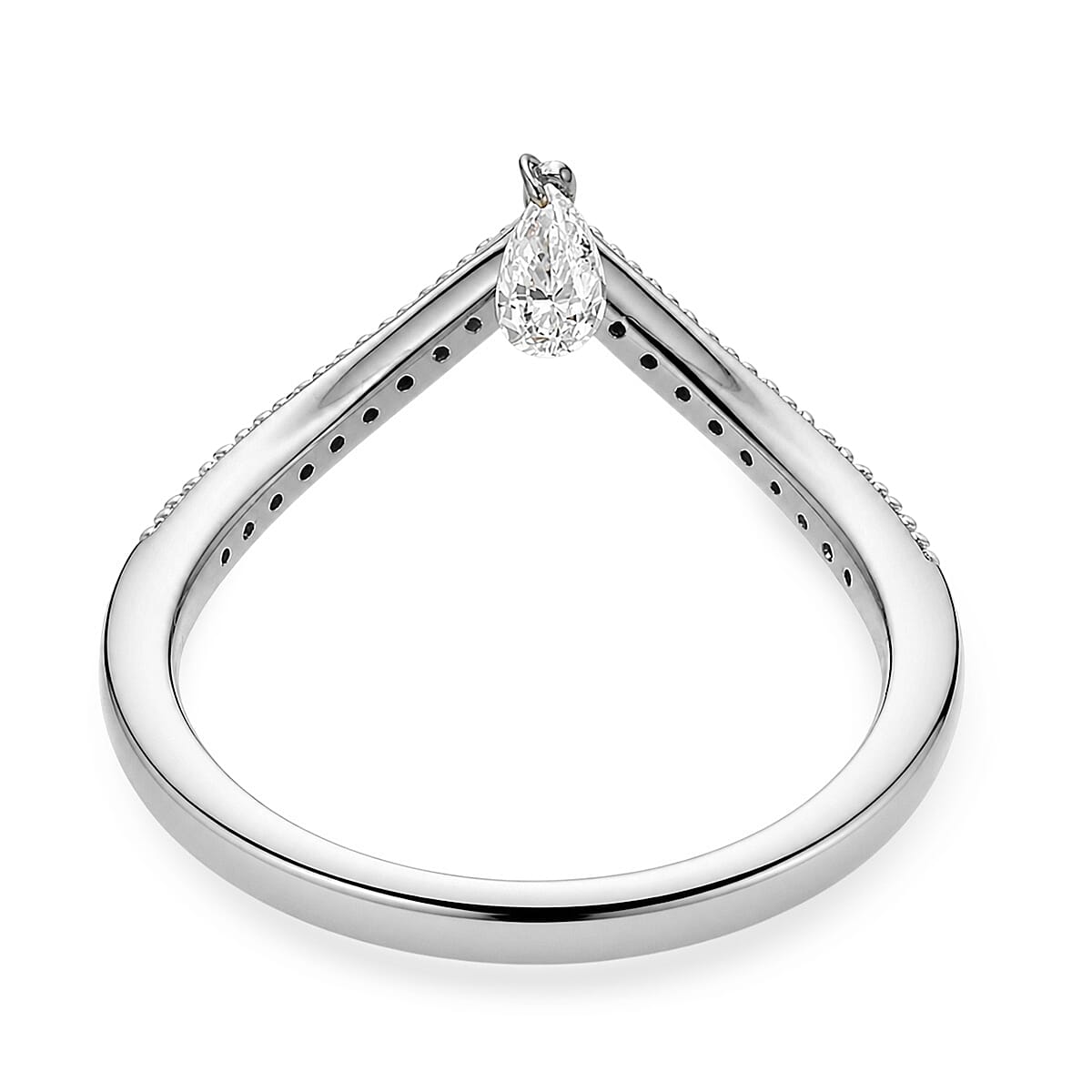 Luxuriant Lab Grown Diamond E-F VS 0.25 ctw Chevron Falling Star Ring in Rhodium Over Sterling Silver (Size 6.0)