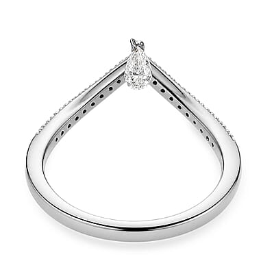 Nude Collection Luxuriant Lab Grown Diamond (E-F,  8.0)  0.25 ctw Chevron Falling Star Ring in Rhodium Over Sterling Silver (Size 10.0)
