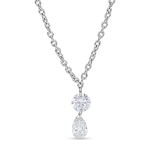 Nude Collection Luxuriant Lab Grown Diamond E-F VS 1.00 ctw Rainfall Necklace in Rhodium Over Sterling Silver (20-22 Inches)