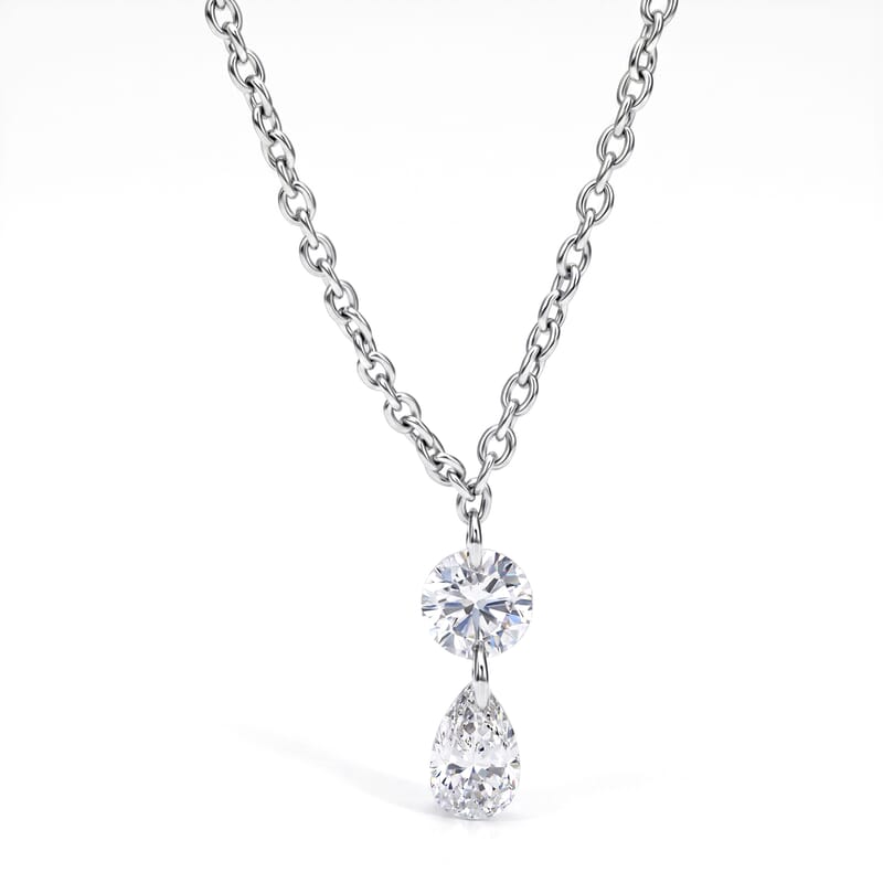 Nude Collection Luxuriant Lab Grown Diamond E-F VS 1.00 ctw Rainfall Necklace in Rhodium Over Sterling Silver (20-22 Inches)