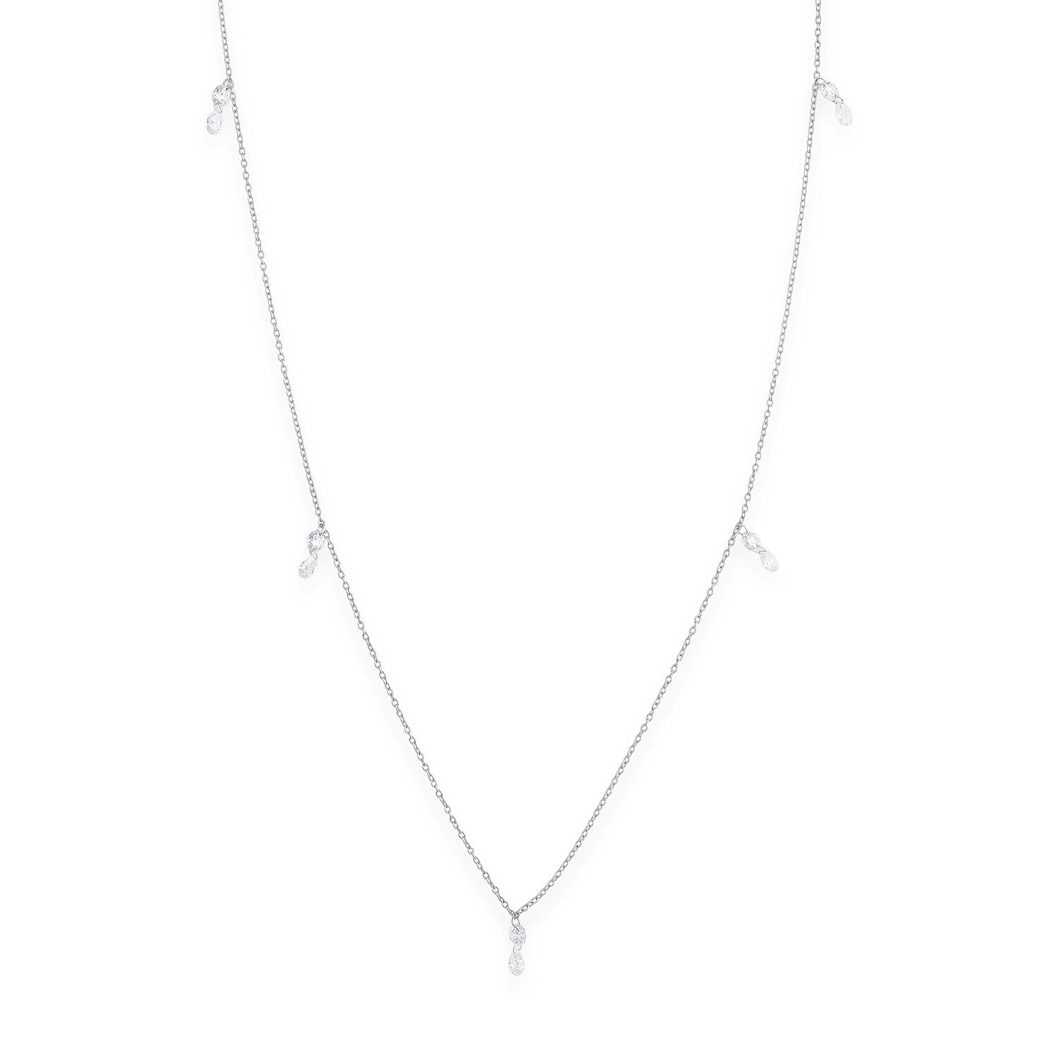 Nude Collection Luxuriant Lab Grown Diamond E-F VS 1.00 ctw Rainfall Necklace in Rhodium Over Sterling Silver (20-22 Inches)