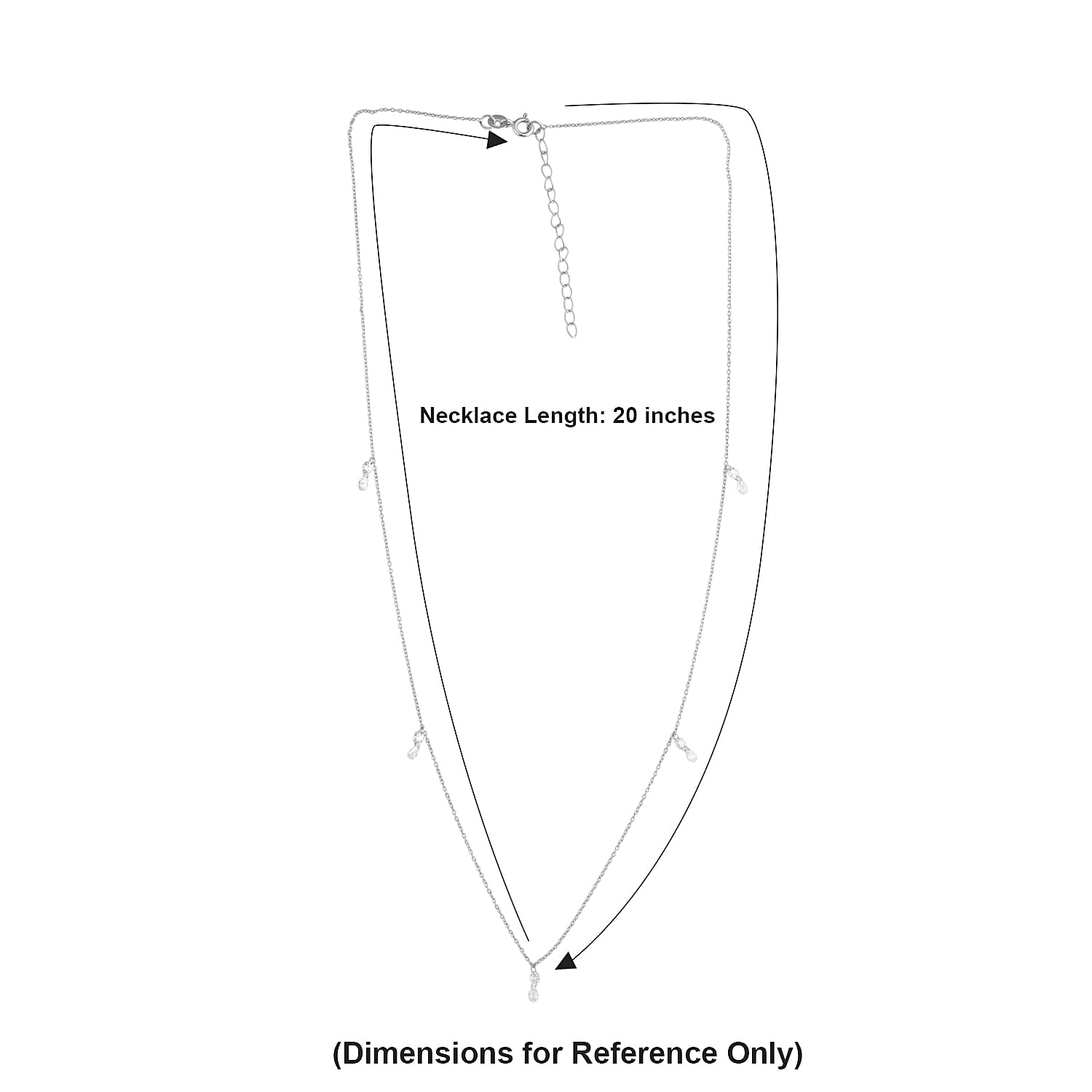 Nude Collection Luxuriant Lab Grown Diamond E-F VS 1.00 ctw Rainfall Necklace in Rhodium Over Sterling Silver (20-22 Inches)