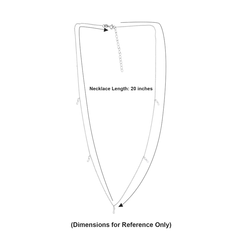 Nude Collection Luxuriant Lab Grown Diamond E-F VS 1.00 ctw Rainfall Necklace in Rhodium Over Sterling Silver (20-22 Inches)
