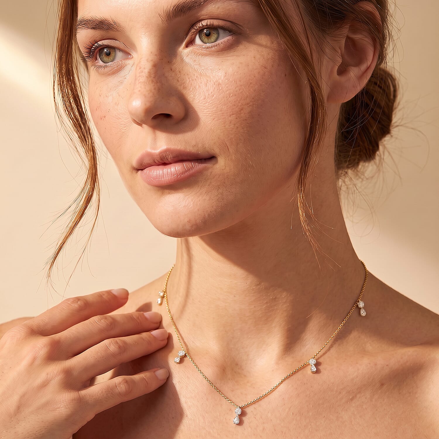 Nude Collection Luxuriant Lab Grown Diamond E-F VS 1.00 ctw Rainfall Necklace in 18K Vermeil Yellow Gold Over Sterling Silver (20-22 Inches)