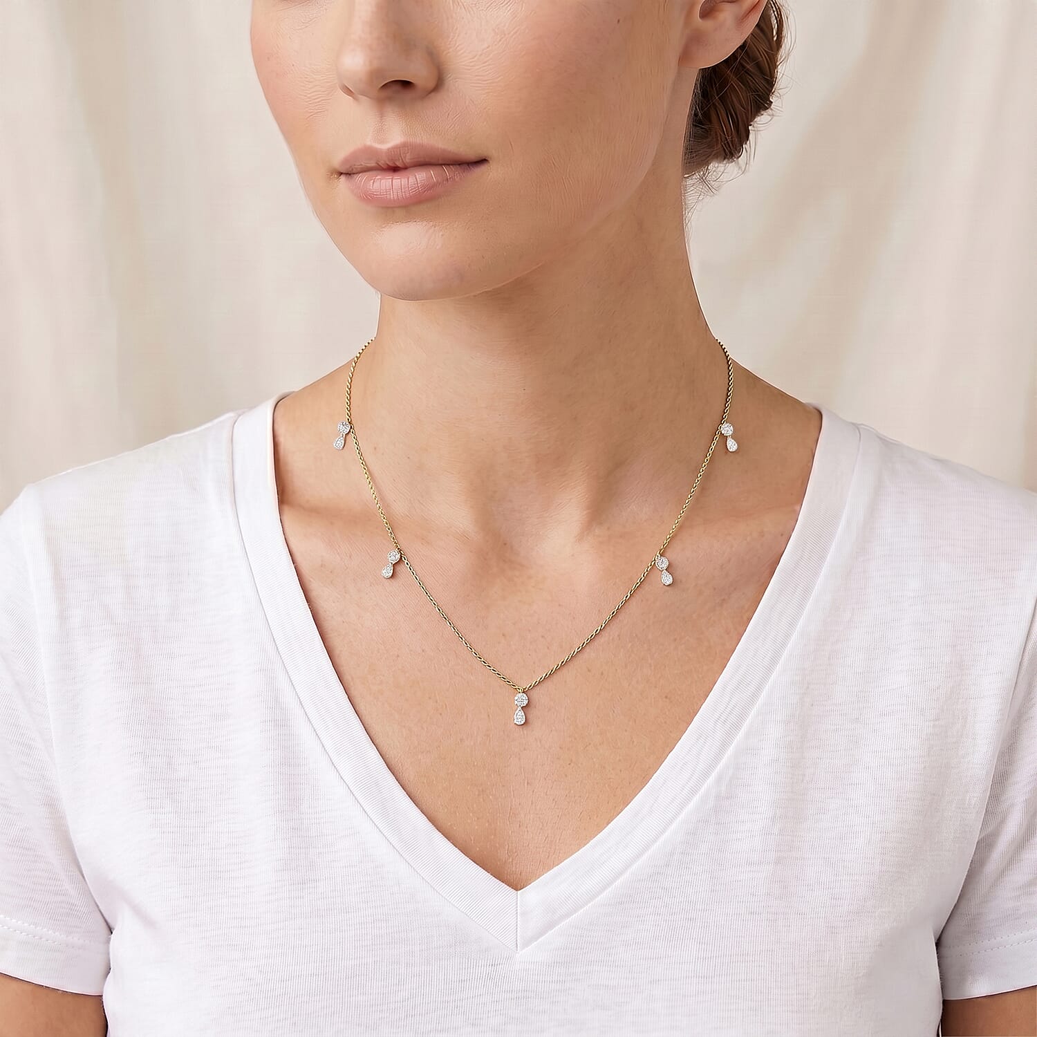 Nude Collection Luxuriant Lab Grown Diamond E-F VS 1.00 ctw Rainfall Necklace in 18K Vermeil Yellow Gold Over Sterling Silver (20-22 Inches)