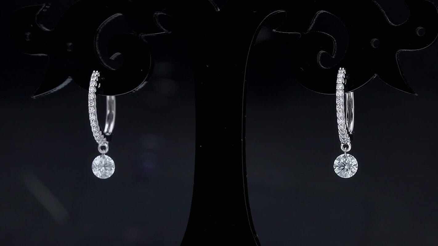 Luxuriant Lab Grown Diamond (VS) Earrings in Rhodium Over Sterling Silver 1.00 ctw