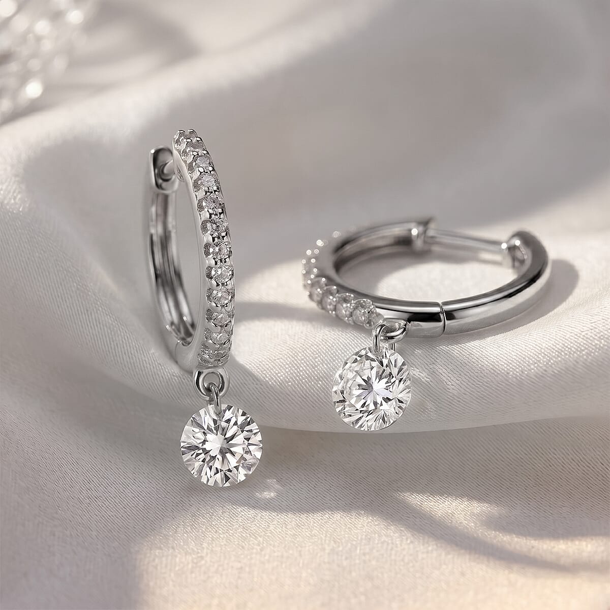 Luxuriant Lab Grown Diamond (VS) Earrings in Rhodium Over Sterling Silver 1.00 ctw image number 1