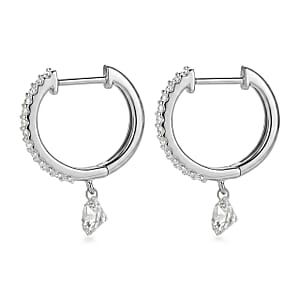 Nude Collection Luxuriant Lab Grown Diamond E-F VS 1.00 ctw Twilight Drop Hoop Earrings in Rhodium Over Sterling Silver