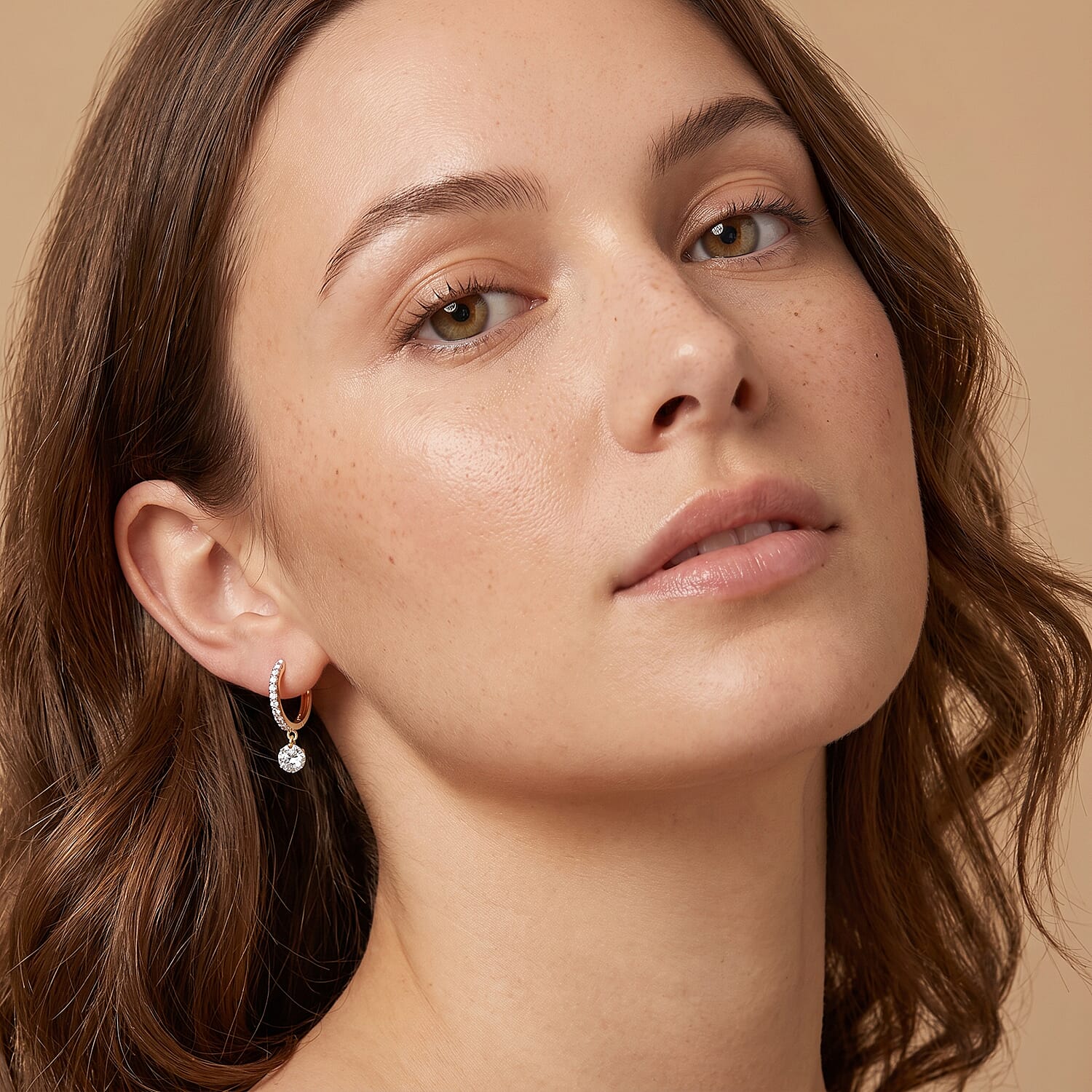 Nude Collection Luxuriant Lab Grown Diamond E-F VS 1.00 ctw Twilight Drop Hoop Earrings in 18K Vermeil Yellow Gold Over Sterling Silver