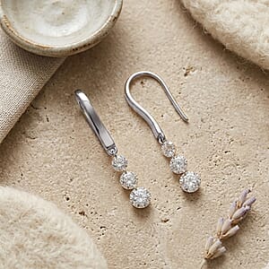 Nude Collection Luxuriant Lab Grown Diamond E-F VS 1.00 ctw Floating Spark Droplets Hoops Earrings in Rhodium Over Sterling Silver
