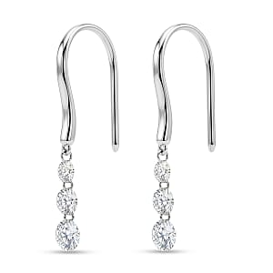Nude Collection Luxuriant Lab Grown Diamond E-F VS 1.00 ctw Floating Spark Droplets Hoops Earrings in Rhodium Over Sterling Silver