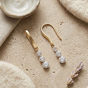Nude Collection Luxuriant Lab Grown Diamond E-F VS 1.00 ctw Floating Spark Droplets Hoops Earrings in 18K Vermeil Yellow Gold Over Sterling Silver
