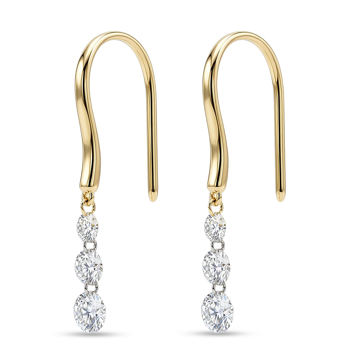 Nude Collection Luxuriant Lab Grown Diamond E-F VS 1.00 ctw Floating Spark Droplets Hoops Earrings in 18K Vermeil Yellow Gold Over Sterling Silver image number 3