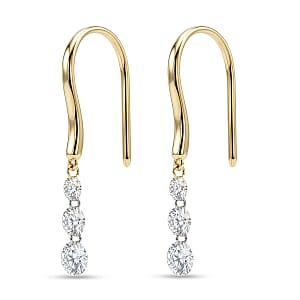 Nude Collection Luxuriant Lab Grown Diamond E-F VS 1.00 ctw Floating Spark Droplets Hoops Earrings in 18K Vermeil Yellow Gold Over Sterling Silver
