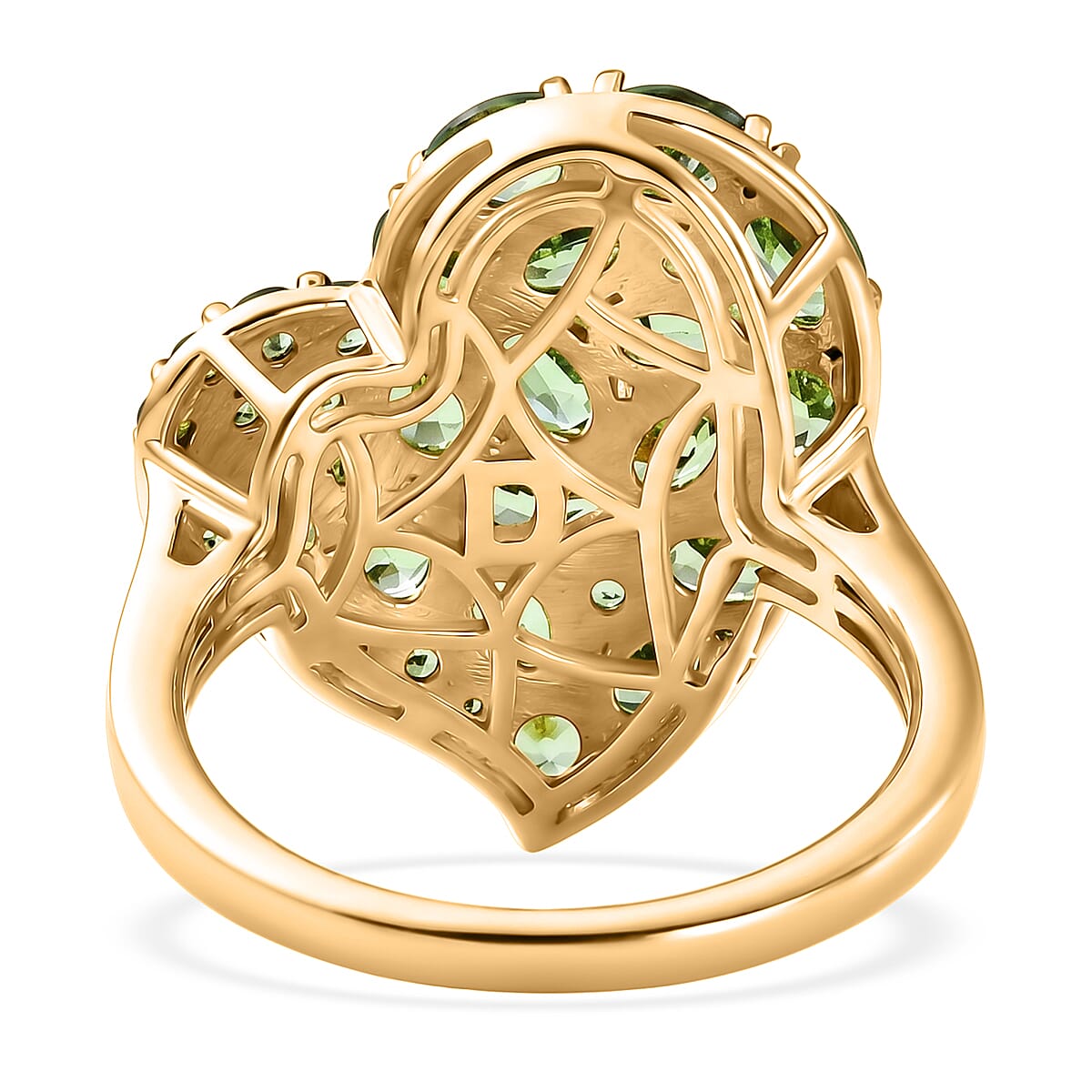 D'Joy Premium Tsavorite Garnet 3.00 ctw Imperial Green Romance Ring in 18K Vermeil Yellow Gold Over Sterling Silver (Size 6.0)