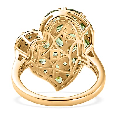 D'Joy Premium Tsavorite Garnet 3.00 ctw Imperial Green Romance Ring in 18K Vermeil Yellow Gold Over Sterling Silver (Size 6.0)