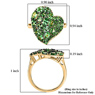 D'Joy Premium Tsavorite Garnet 3.00 ctw Imperial Green Romance Ring in 18K Vermeil Yellow Gold Over Sterling Silver (Size 6.0)