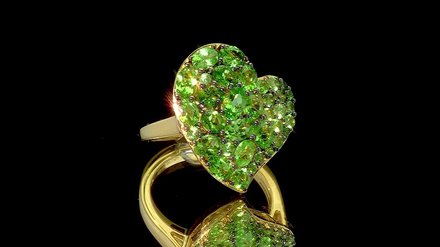 D'Joy Premium Tsavorite Garnet Ring in 18K Vermeil YG Over Sterling Silver (Size 10.0) 3.00 ctw