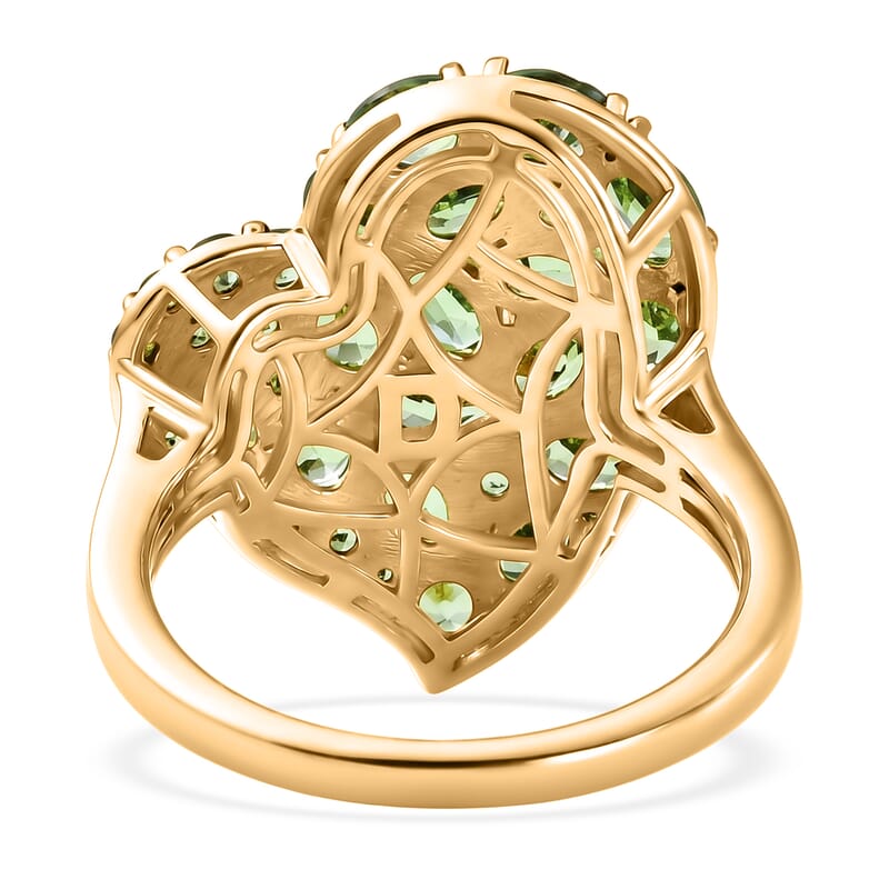 D'Joy Premium Tsavorite Garnet 3.00 ctw Imperial Green Romance Ring in 18K Vermeil Yellow Gold Over Sterling Silver (Size 7.0)