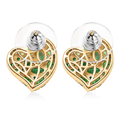 D'Joy Premium Tsavorite Garnet 4.35 ctw Earrings in 18K Vermeil Yellow Gold Over Sterling Silver