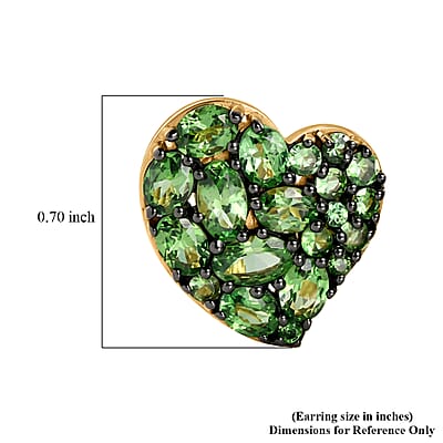 D'Joy Premium Tsavorite Garnet 4.35 ctw Earrings in 18K Vermeil Yellow Gold Over Sterling Silver