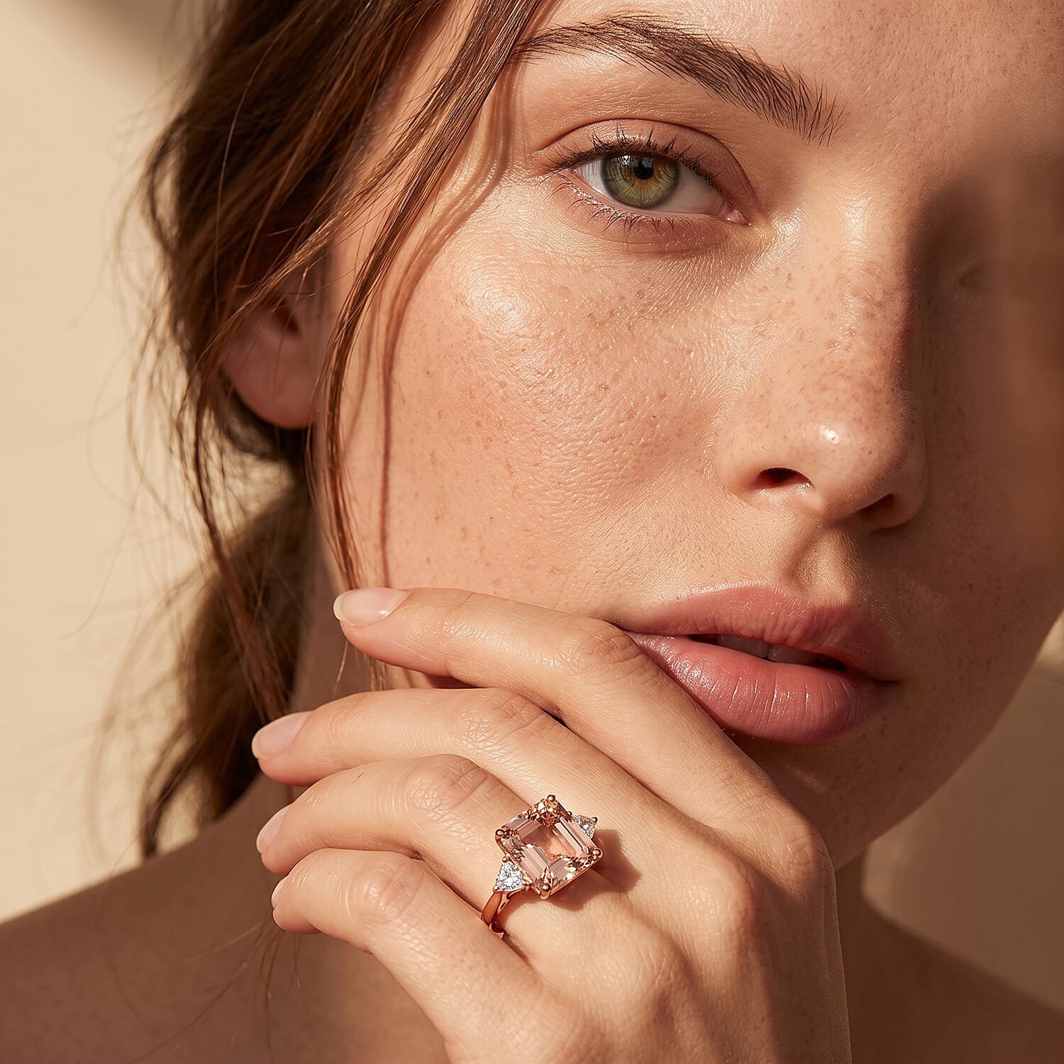 SGL Certified Asscher Cut AAA Marropino Morganite and Luxuriant Lab Grown Diamond E-F VS 7.90 ctw Blush Royale Ring in 10K Rose Gold (Size  6.0)