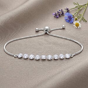 Nude Collection Luxuriant Lab Grown Diamond E-F VS 1.50 ctw Starlit Eternal Spark Bolo Bracelet in Rhodium Over Sterling Silver