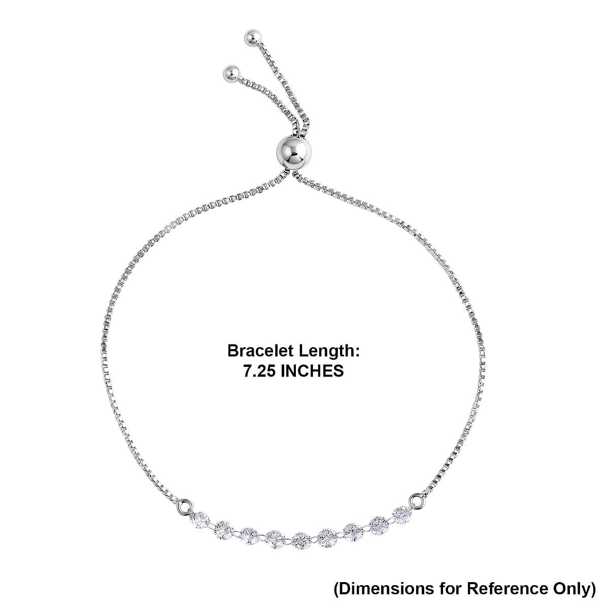 Nude Collection Luxuriant Lab Grown Diamond E-F VS 1.50 ctw Starlit Eternal Spark Bolo Bracelet in Rhodium Over Sterling Silver image number 3