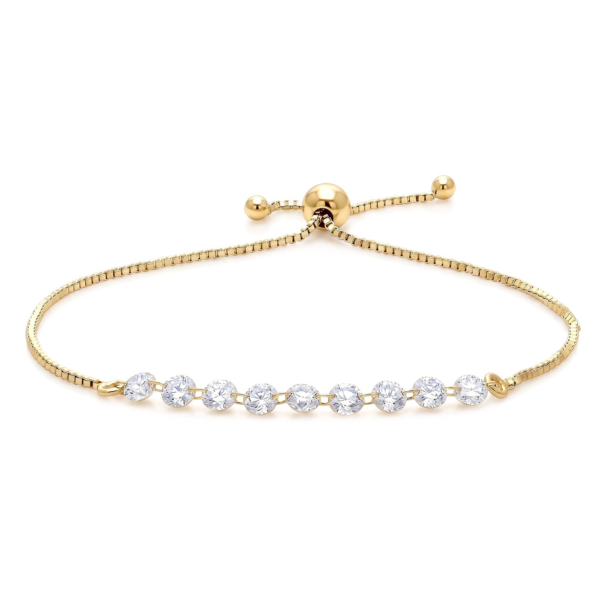 Nude Collection Luxuriant Lab Grown Diamond E-F VS 1.50 ctw Starlit Eternal Spark Bolo Bracelet in 18K Vermeil Yellow Gold Over Sterling Silver