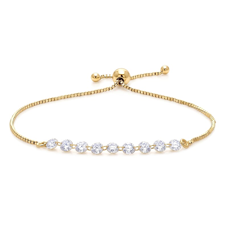 Nude Collection Luxuriant Lab Grown Diamond E-F VS 1.50 ctw Starlit Eternal Spark Bolo Bracelet in 18K Vermeil Yellow Gold Over Sterling Silver