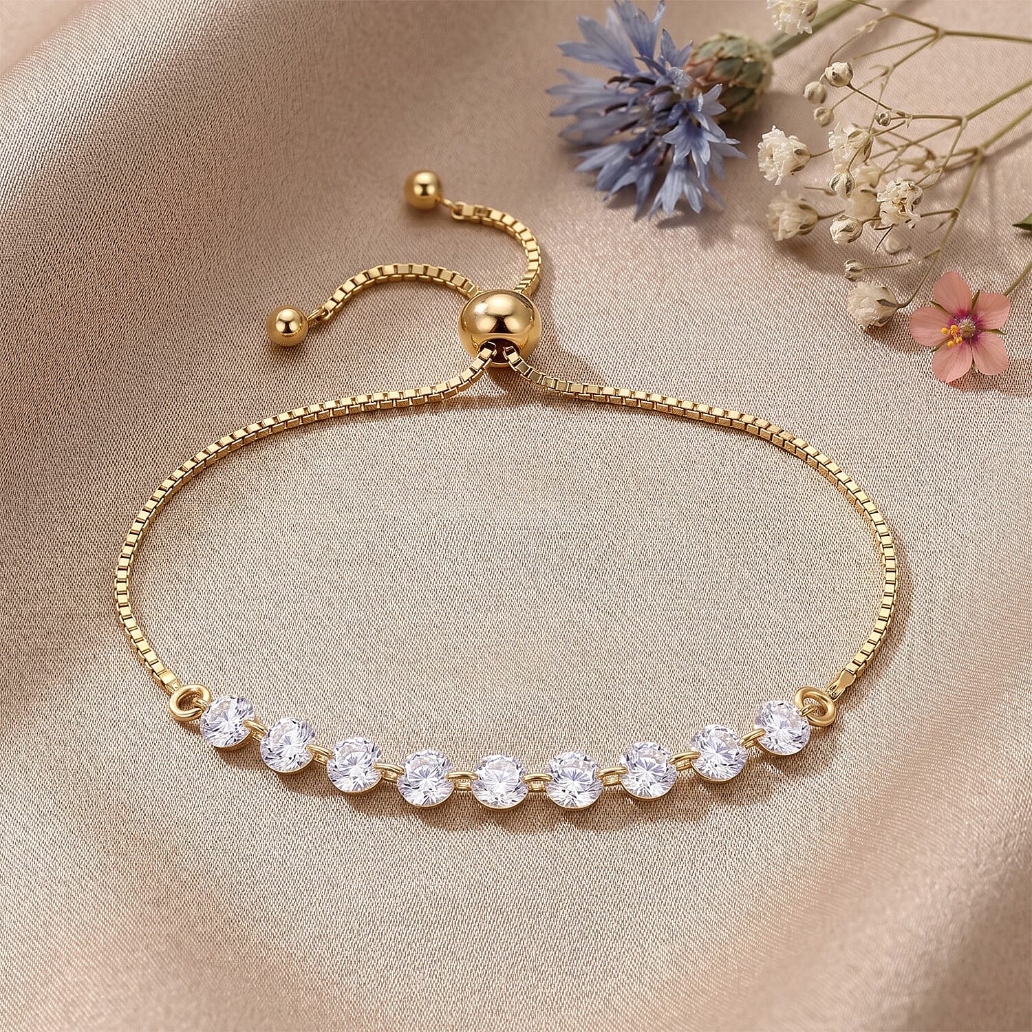 Nude Collection Luxuriant Lab Grown Diamond E-F VS 1.50 ctw Starlit Eternal Spark Bolo Bracelet in 18K Vermeil Yellow Gold Over Sterling Silver