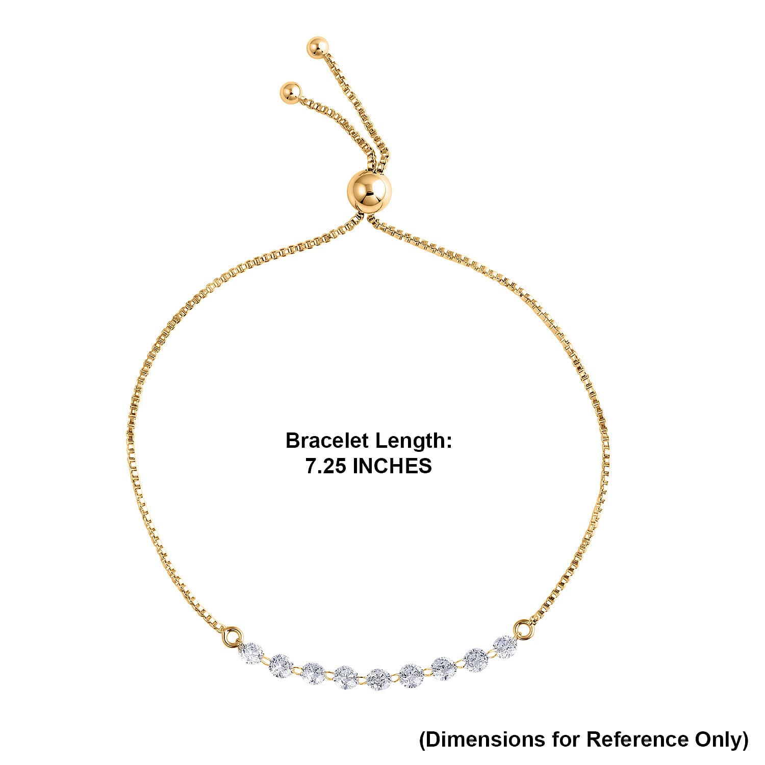 Nude Collection Luxuriant Lab Grown Diamond E-F VS 1.50 ctw Starlit Eternal Spark Bolo Bracelet in 18K Vermeil Yellow Gold Over Sterling Silver