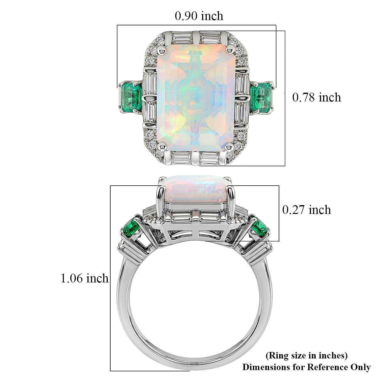 D'Joy AAA Ethiopian Welo Opal, Multi Gemstone Architect Muse Ring in Rhodium Over Sterling Silver (Size 10.0) 6.35 ctw image number 5