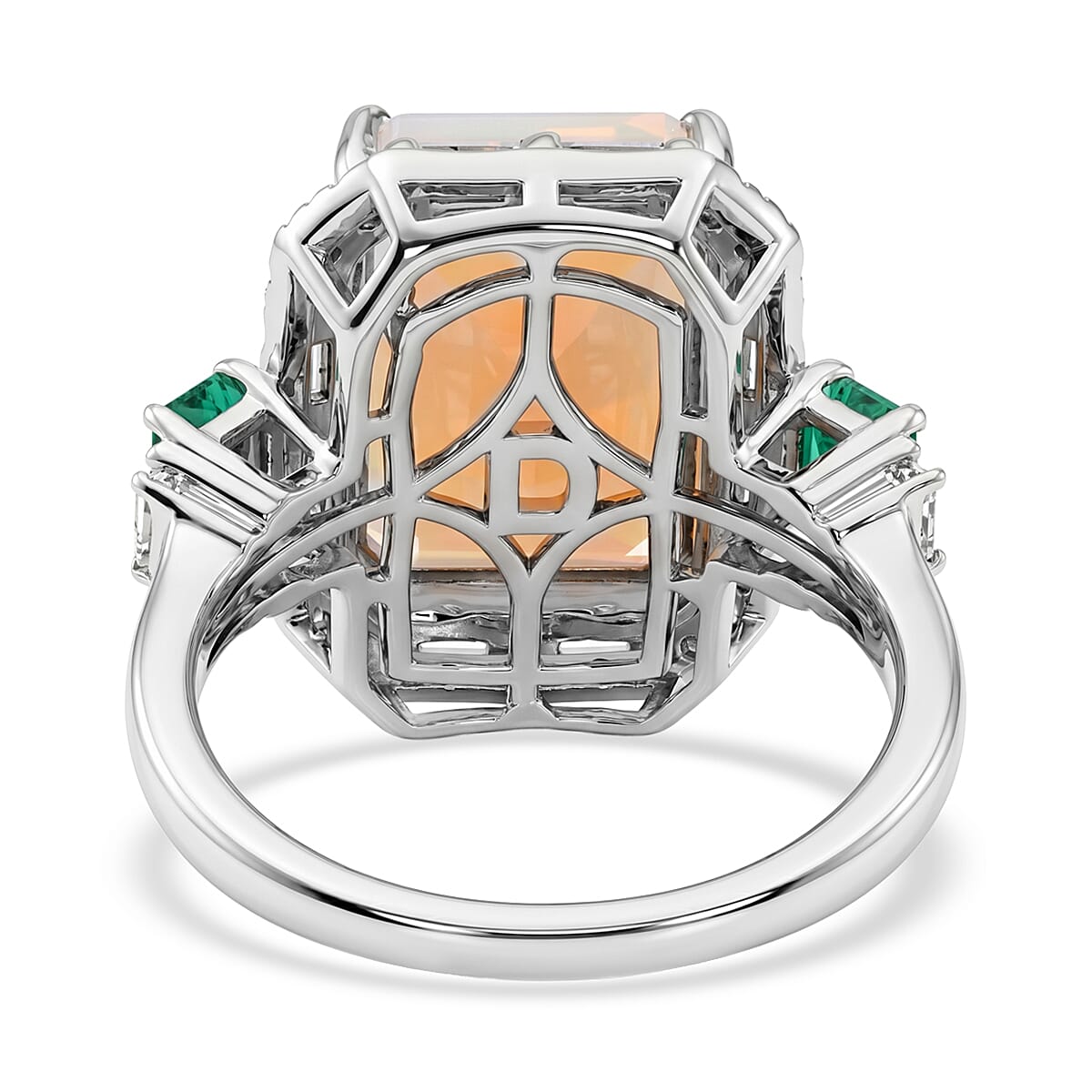 D'Joy AAA Ethiopian Welo Opal and Multi Gemstone 6.35 ctw Architect Muse Ring in Rhodium Over Sterling Silver (Size 11.0) (Del. in 8-10 Days) image number 4