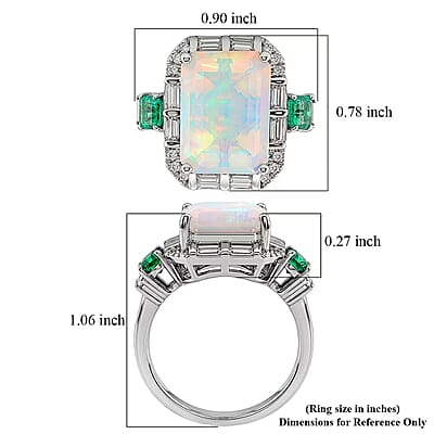 D'Joy AAA Ethiopian Welo Opal and Multi Gemstone 5.80 ctw Architect Muse Ring in Rhodium Over Sterling Silver (Size 6.0)