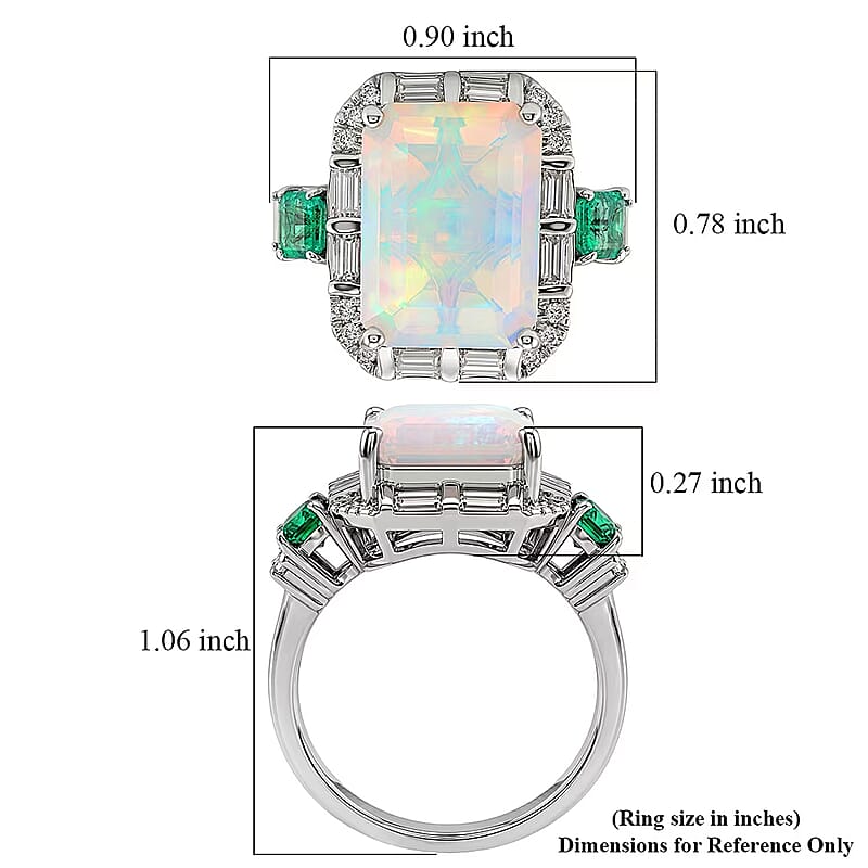 D'Joy AAA Ethiopian Welo Opal and Multi Gemstone 6.35 ctw Architect Muse Ring in Rhodium Over Sterling Silver (Size 7.0)