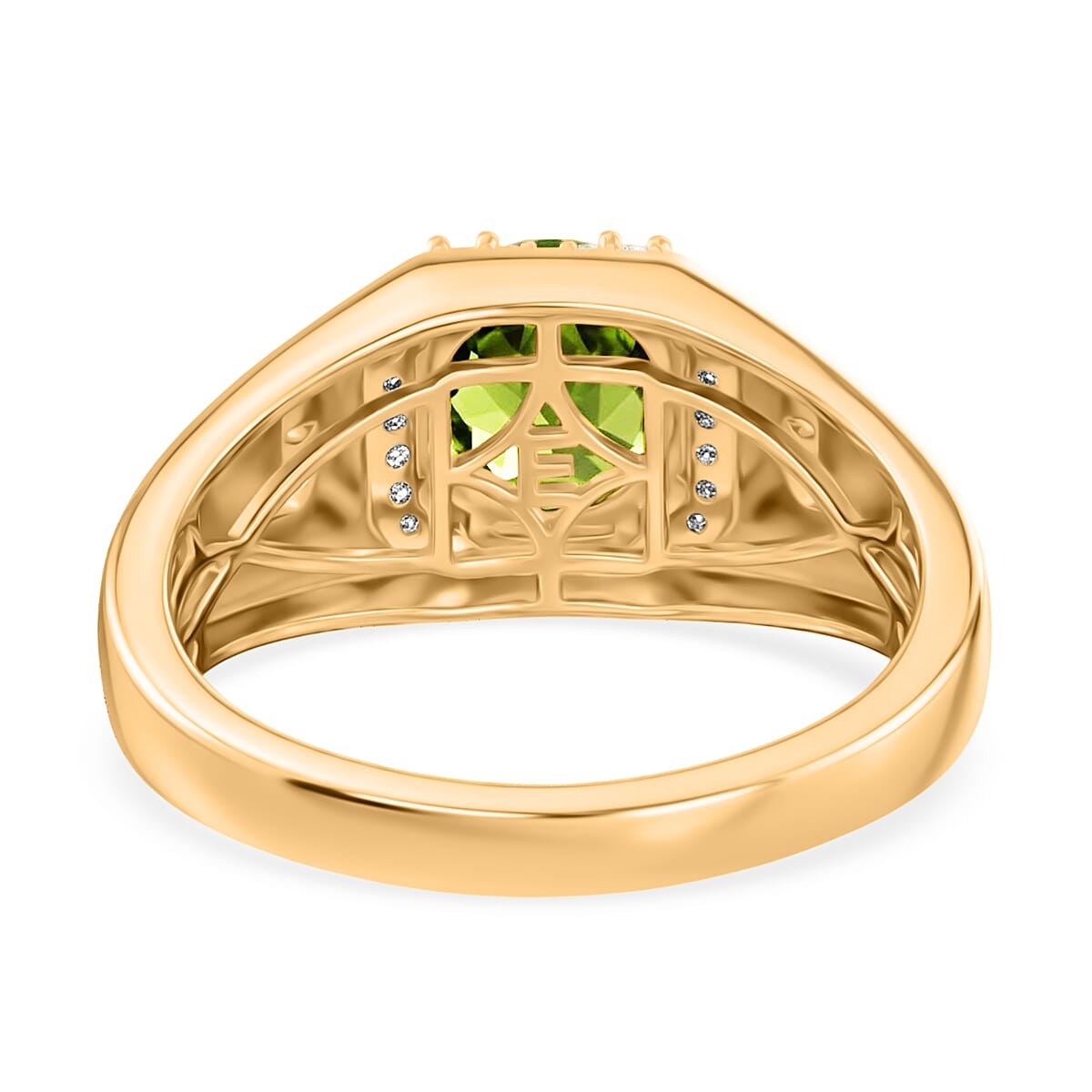 EverTrue Hebei Peridot and White Zircon 2.50 ctw Men's Ring in 18K YG Plated (Size 14.0) image number 4