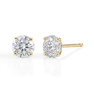 Certified Moissanite D-E VVS1-VVS2 1.10 ctw Timeless Sparkle Studs Earrings in 10K Yellow Gold