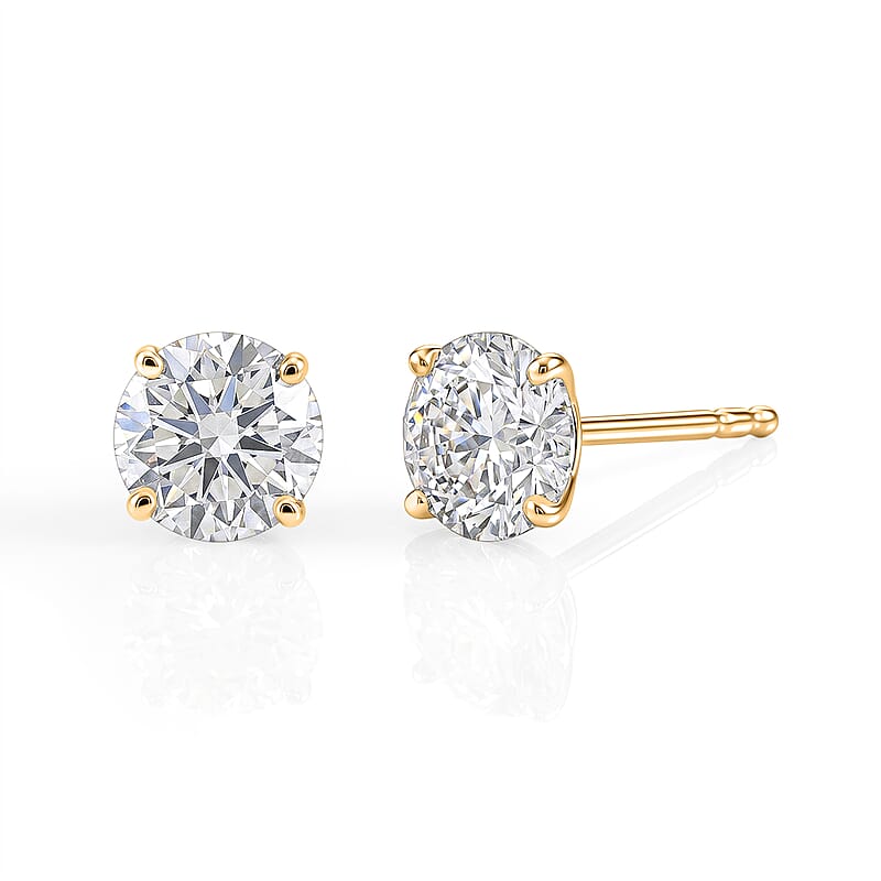 Certified Moissanite D-E VVS1-VVS2 1.10 ctw Timeless Sparkle Studs Earrings in 10K Yellow Gold