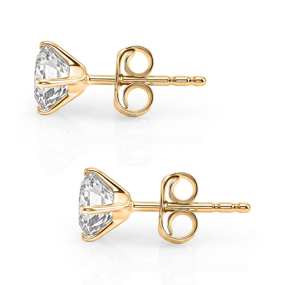 Certified Moissanite D-E VVS1-VVS2 1.10 ctw Timeless Sparkle Studs Earrings in 10K Yellow Gold image number 2