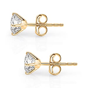 Certified Moissanite D-E VVS1-VVS2 1.10 ctw Timeless Sparkle Studs Earrings in 10K Yellow Gold
