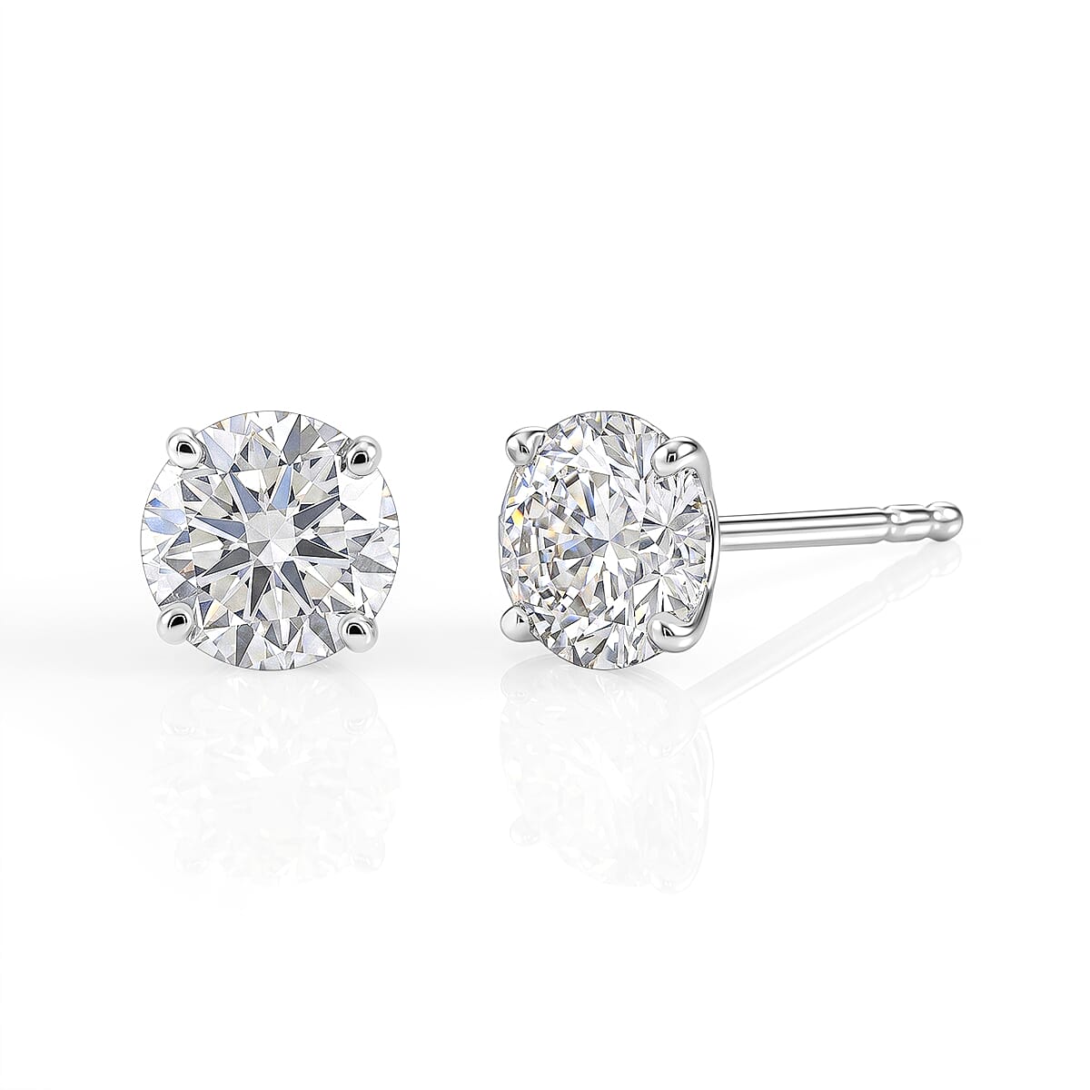 Certified Moissanite D-E VVS1-VVS2 1.10 ctw Timeless Sparkle Studs Earrings in 10K White Gold