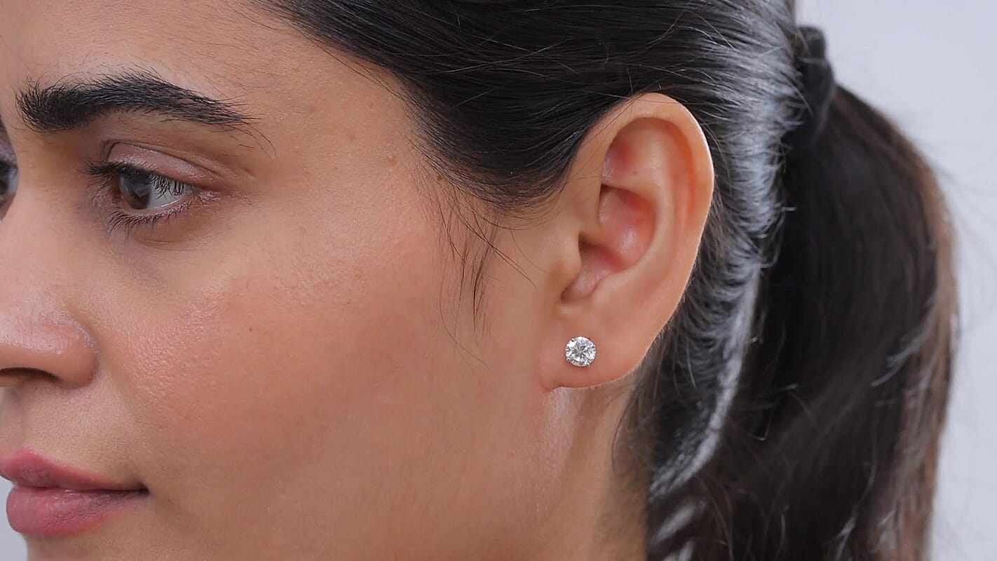 10K Yellow Gold Moissanite (Rnd 5.5mm) Stud Earrings 1.10 ctw