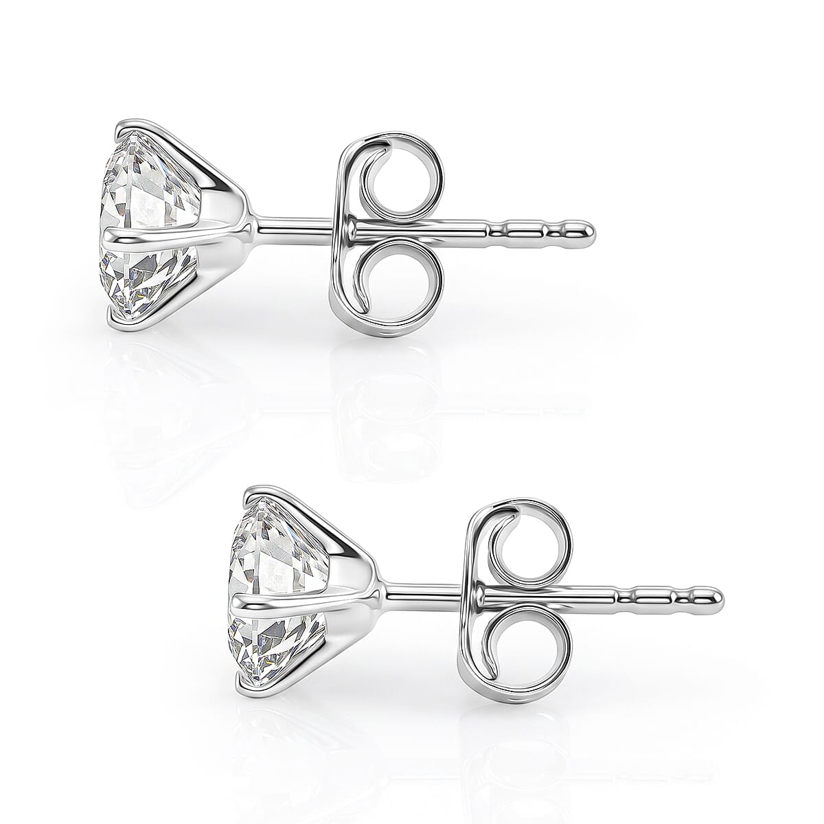 Certified Moissanite D-E VVS1-VVS2 1.10 ctw Timeless Sparkle Studs Earrings in 10K White Gold