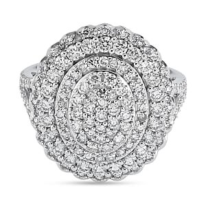 Luxuriant Lab Grown Diamond (G-H, SI) Ring in S (6.75) Rhodium Over Sterling Silver 2.00 ctw