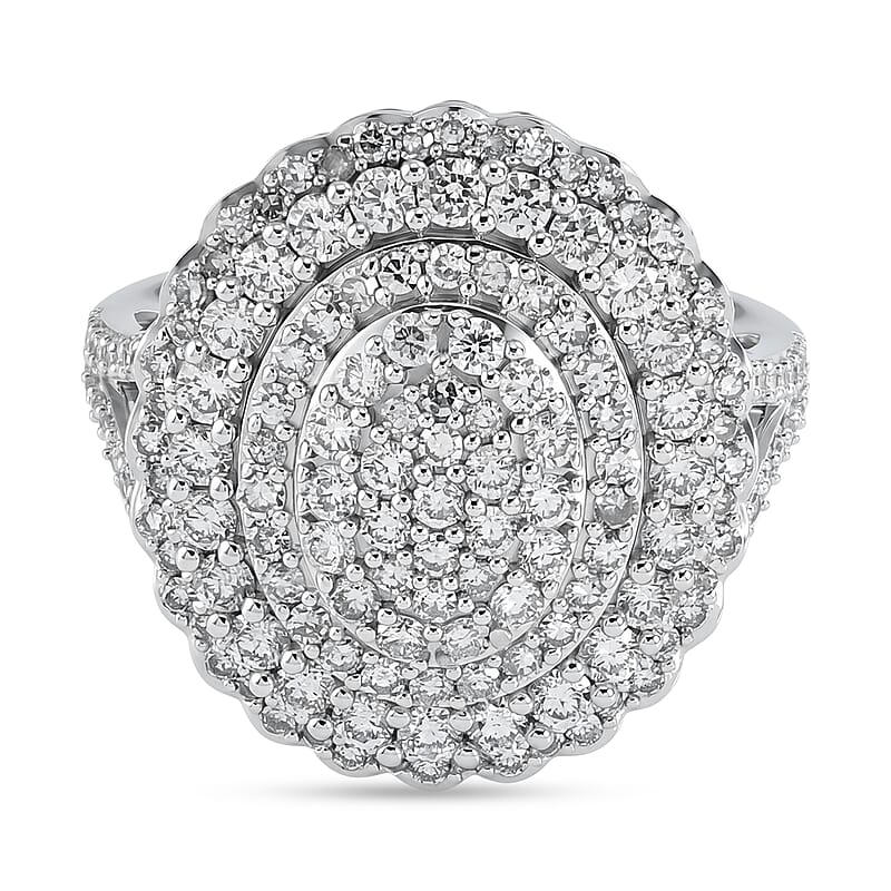 Luxuriant Lab Grown Diamond (G-H, SI) Ring in S (6.75) Rhodium Over Sterling Silver 2.00 ctw