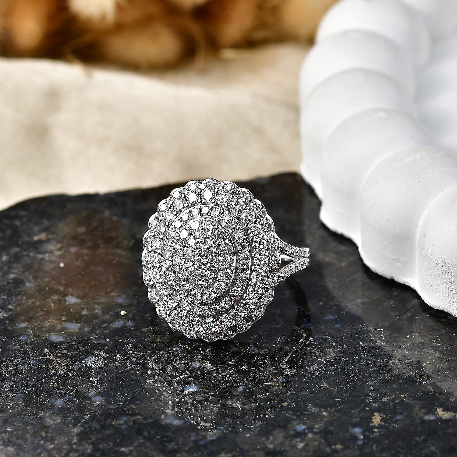 Luxuriant Lab Grown Diamond (G-H, SI) Ring in S (6.75) Rhodium Over Sterling Silver 2.00 ctw