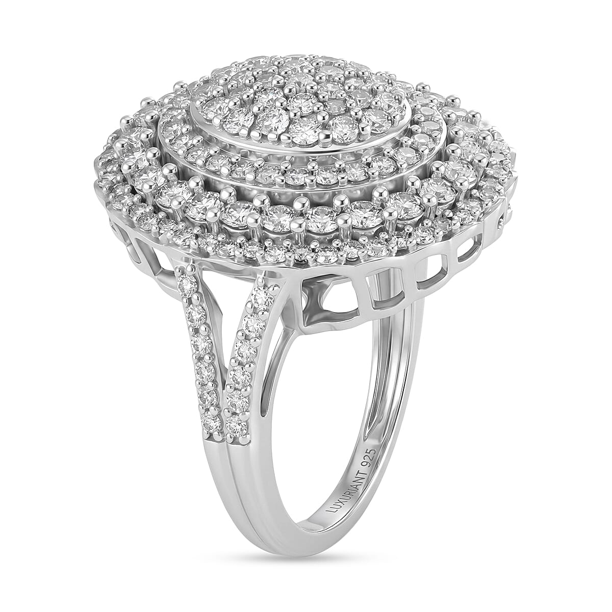 Luxuriant Lab Grown Diamond (G-H, SI) Ring in S (6.75) Rhodium Over Sterling Silver 2.00 ctw image number 3